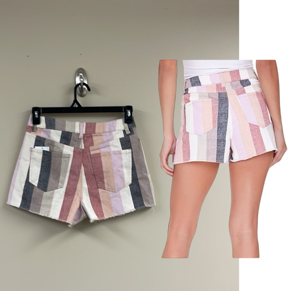 Forever 21 Striped Distressed Denim Shorts, NWT Size 27 - Picture 2 of 16